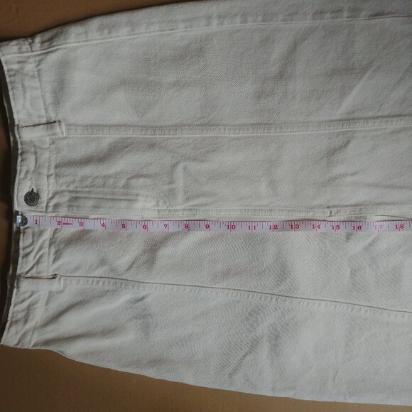 Zara Long Cream Off White Denim Skirt Front Slit Midi Maxi 100% Cotton S… - Picture 11 of 14